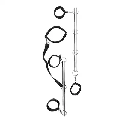 Blaze - Spreader Bar Set. Rozpieracz z kajdankami i super miękką obrożą. Solidny zestaw do krępowania!