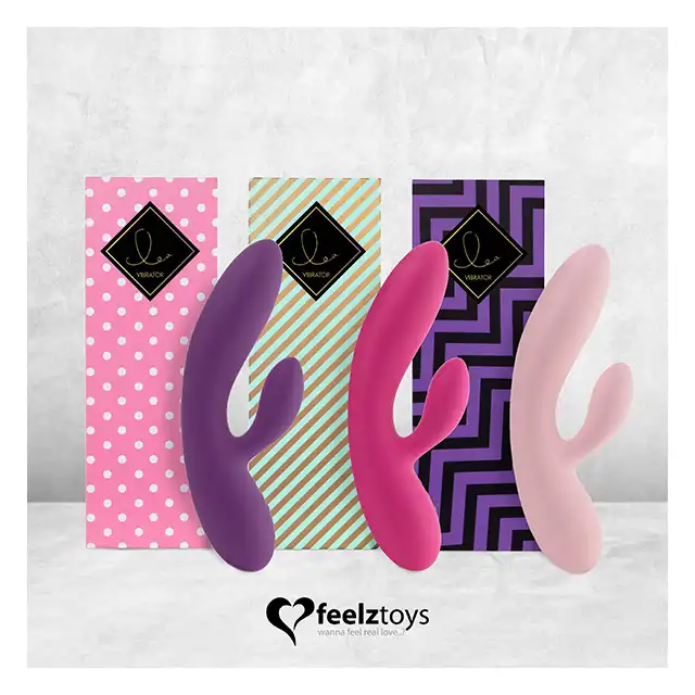 FeelzToys - Lea Rabbit Vibrator Soft Pink. Cichy, przyjemny w dotyku wibrator z króliczkiem, wyprofilowany do stymulacji punktu G. 