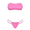 Obsessive - Lollypopy Set S/M Swimwear. Różowo cukierkowy komplet bielizny, idealny set na plażę i do łóżka dla kobiet, które lubią błyszczeć. Mega sale