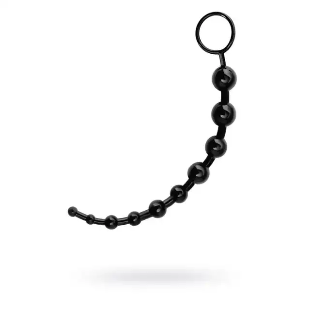 Black&amp;Red - Anal Chain Black. 31 cm długości, czarne koraliki analne bezpieczne dla ciała. 