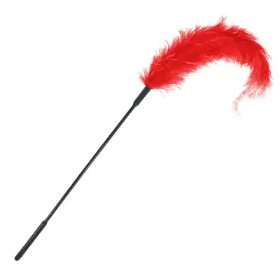 Sportsheets - Ostrich Tickler Red. Czerwone piórko do głaskania z prawdziwego pierza. Czerwone i miłe w dotyku.