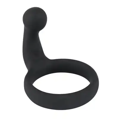 Black Velvets - Cock Ring - czarny ring na penisa ze stymulacją krocza