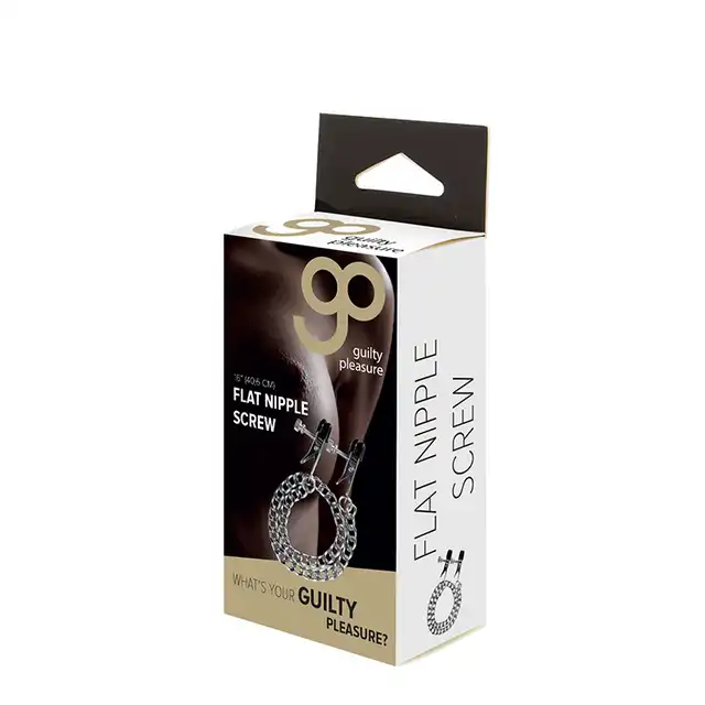 Guilty Pleasure - Flat Nipple Screw. Klamerki na sutki z regulowanym zaciskiem połączone długim łańcuchem. Mega sale!