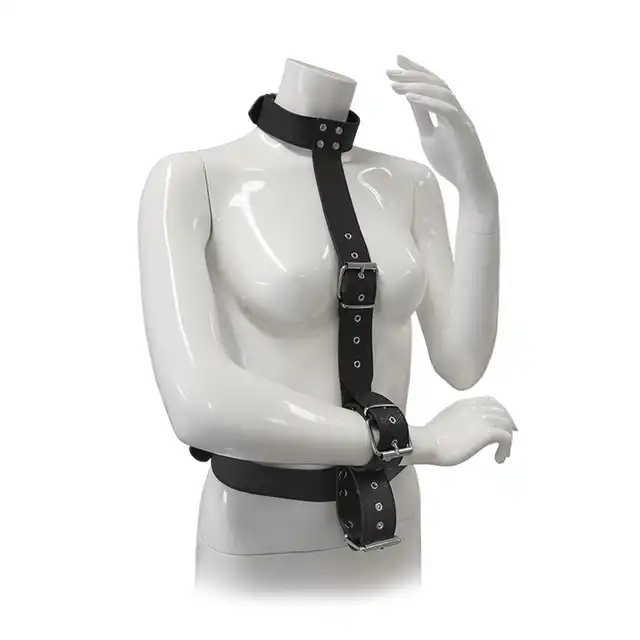 Blaze - Restraint Body Harness with Collar. Uprząż krępująca ciało z ekologicznej skóry. Solidne, bezpieczne dla ciała. 