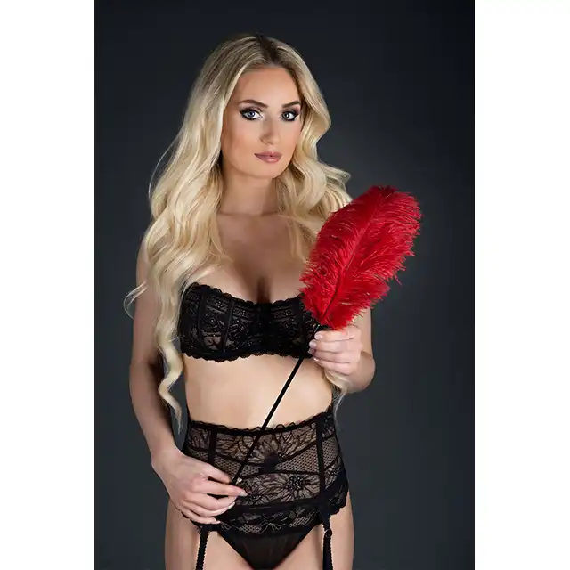 Guilty Pleasure - Large Feather Tickler Red. 73 cm długie gęste piórko do głaskania. Mega sale!