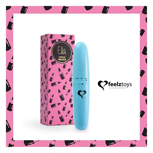 FeelzToys - Ella Lipstick Vibrator Light Blue. Mini wibrator w kształcie szminki, dyskretna przyjemność i ciche wibracje. 