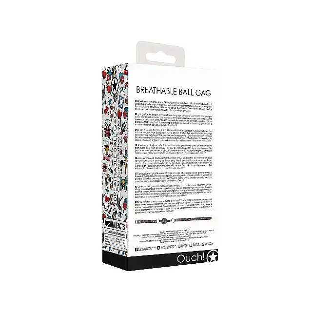 Ouch! Breatheable Ball Gag - Old School Tattoo Style. Oddychający knebel z paskiem o wyjątkowym wzorze. Limitowana kolekcja! Mega Sale!
