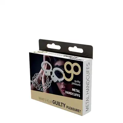 Guilty Pleasure - Metal Handcuffs with Long Chain. Klasyczne metalowe kajdanki z długim łańcuchem. Wytrzymałe i trwałe!
