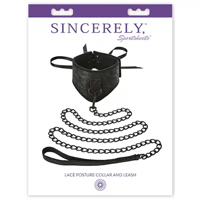 Sportsheets - Sincerely Collar and Leash. Stylowa i luksusowa koronkowa obroża ze smyczą. Piękna.