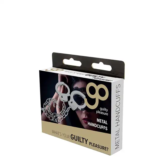 Guilty Pleasure - Metal Handcuffs with Long Chain. Klasyczne metalowe kajdanki z długim łańcuchem. Wytrzymałe i trwałe!