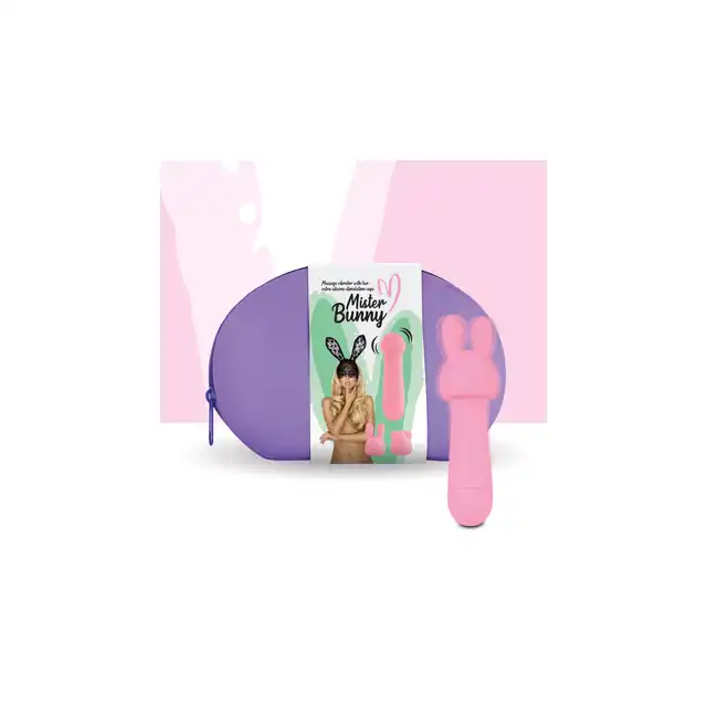 FeelzToys - Mister Bunny Massage Vibrator with 2 Caps. Pink. Silikonowy króliczek, 10 programów, 2 nakładki. Absolutnie wspaniały!
