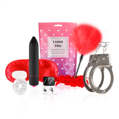 LoveBoxxx - Love You. Idealny zestaw na prezent dla Niego lub dla Niej. Kostka, kajdanki, piórko, ring i wiele innych! 
