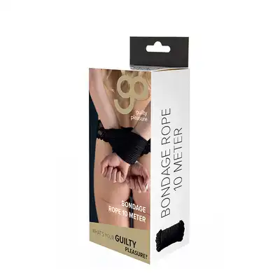 Guilty Pleasure - Bondage Rope 10 m. Czarna lina, gładkie wykończenie, solidny materiał. 