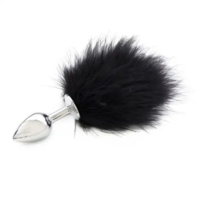 Toyz 4 Lovers - Pony Tail Anal Plug. Wtyczka analna z czarnym futerkiem. 7 cm długości i 2,5 cm szerokości. 