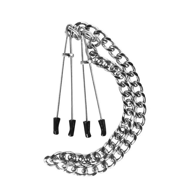 Guilty Pleasure - Nipple Tweezers. Regulowane zaciski na sutki z gumowymi końcówkami i długim łańcuchem.