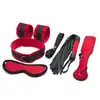 Fetish Art - Red bondage kit. Czarno-czerwony luksusowy zestaw do zabaw BDSM. Opaska, kajdanki, packa i bicz! Mega sale!