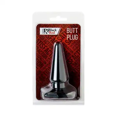 Black&amp;Red - Black Anal Plug. 10 cm długości, 3 cm szerokości. Lekka i elegancka czarna wtyczka analna. 