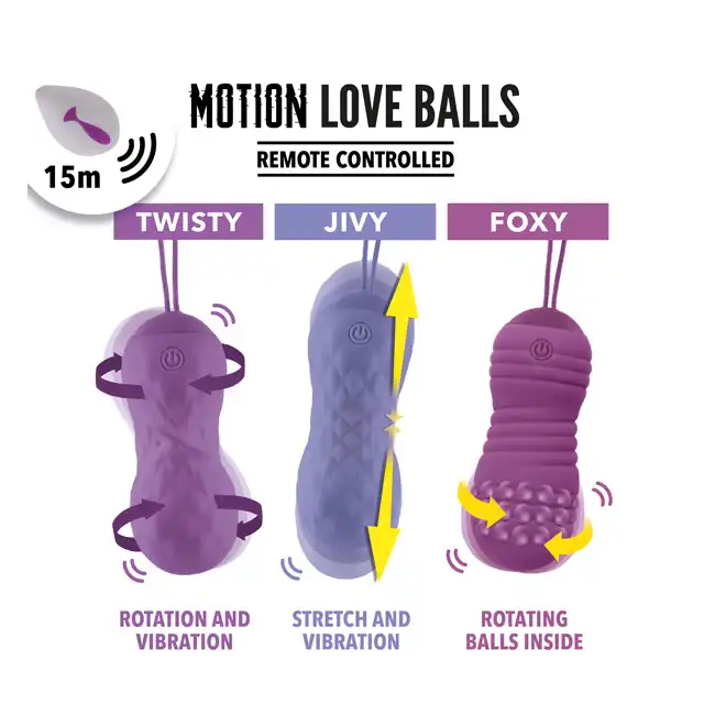 FeelzToys - Remote Controlled Motion Love Balls Foxy. Zdalnie sterowane, obrotowe kulki gejszy. Nowa technologia! Mega sale!