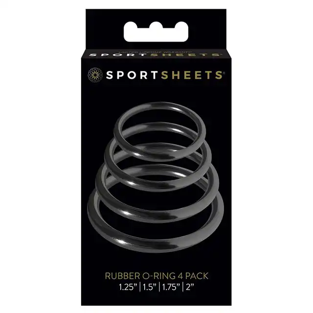 Sportsheets - Rubber O-Ring 4 pack. Ringi erekcyjne oraz O-ringi do uprzęży bondage w jednym. 
