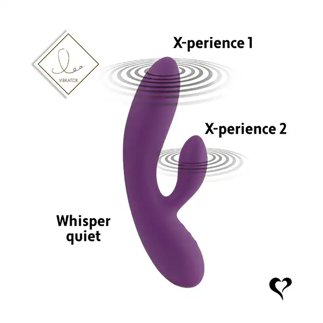 FeelzToys - Lea Rabbit Vibrator Purple. Cichy, przyjemny w dotyku wibrator z króliczkiem, wyprofilowany do stymulacji punktu G. 