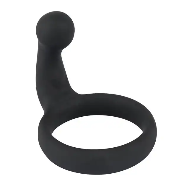 Black Velvets - Cock Ring - czarny ring na penisa ze stymulacją krocza