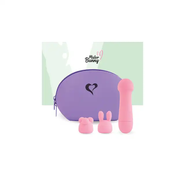 FeelzToys - Mister Bunny Massage Vibrator with 2 Caps. Pink. Silikonowy króliczek, 10 programów, 2 nakładki. Absolutnie wspaniały!