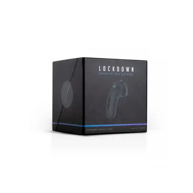 Lockdown - Chastity Cage Large. Niesamowita klatka na penisa, 5 rozmiarów dla najlepszego dopasowania! Okiełznaj swojego partnera na odległość!