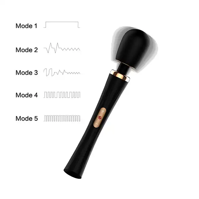Nomi Tang - Power Wand Black. Luksusowy, ekstremalnie mocny, piękny masażer. Wodoodporny. 5 programów. Silikon.