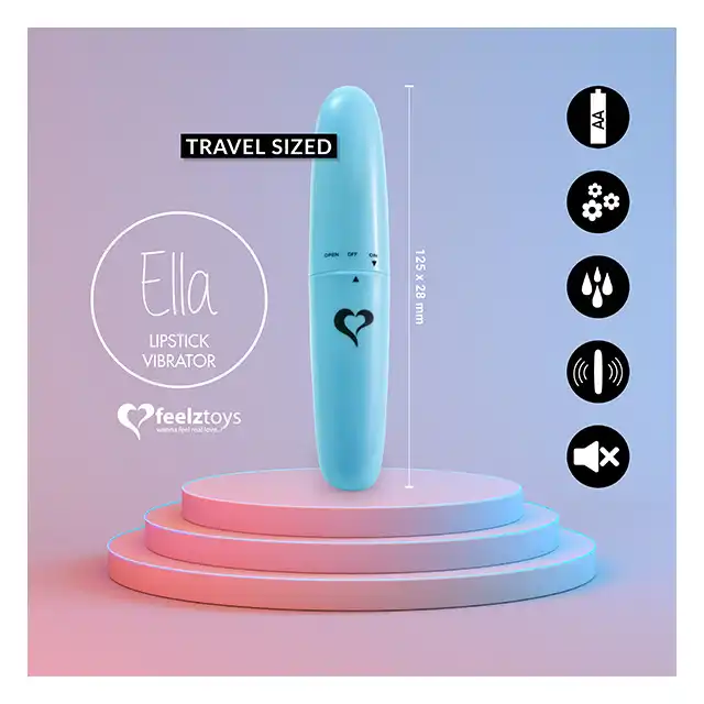 FeelzToys - Ella Lipstick Vibrator Light Blue. Mini wibrator w kształcie szminki, dyskretna przyjemność i ciche wibracje. 