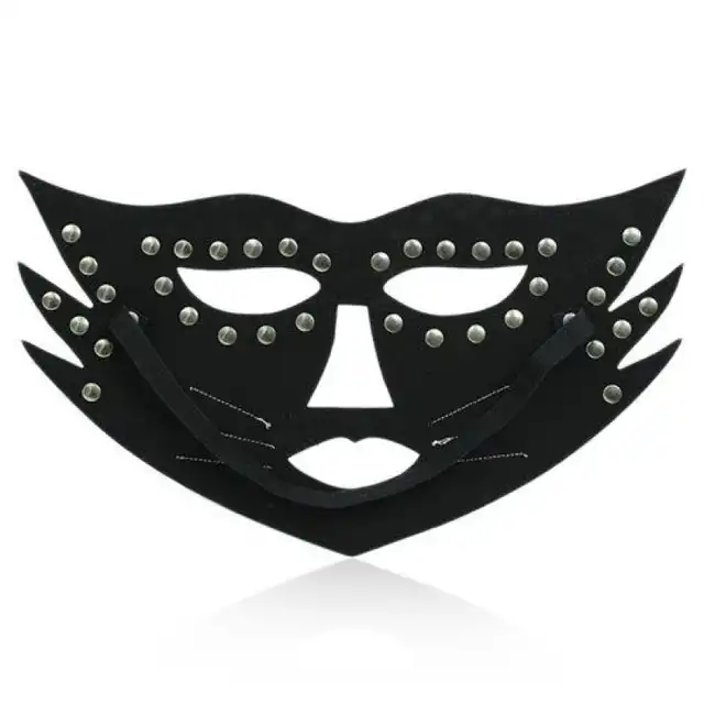 Toyz 4 Lovers - Cat Mask. Czarna kocia maska z ćwiekami z ekoskóry! Hit!