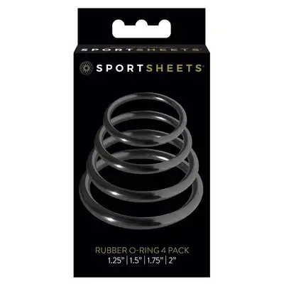 Sportsheets - Rubber O-Ring 4 pack. Ringi erekcyjne oraz O-ringi do uprzęży bondage w jednym. 