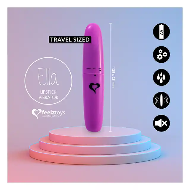 FeelzToys - Ella Lipstick Vibrator Purple. Mini wibrator w kształcie szminki, dyskretna przyjemność i ciche wibracje. Mega sale!