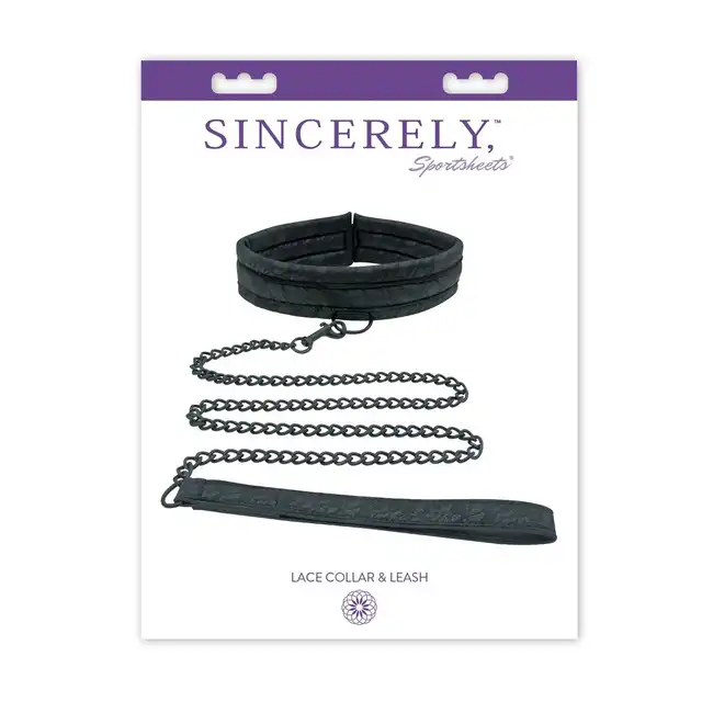 Sportsheets - Lace Collar and Leash. Elegancka obroża i smycz z koronkowym motywem. Solidne wykonanie, niepowtarzalny wzór.