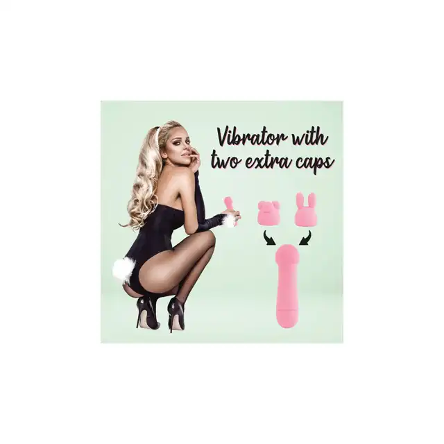 FeelzToys - Mister Bunny Massage Vibrator with 2 Caps. Pink. Silikonowy króliczek, 10 programów, 2 nakładki. Absolutnie wspaniały!