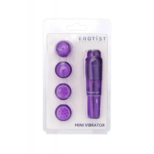 Erotist - Mini Vibrator 11cm. Super mini wibrator z wymiennymi końcówkami do stymulacji łechtaczki!