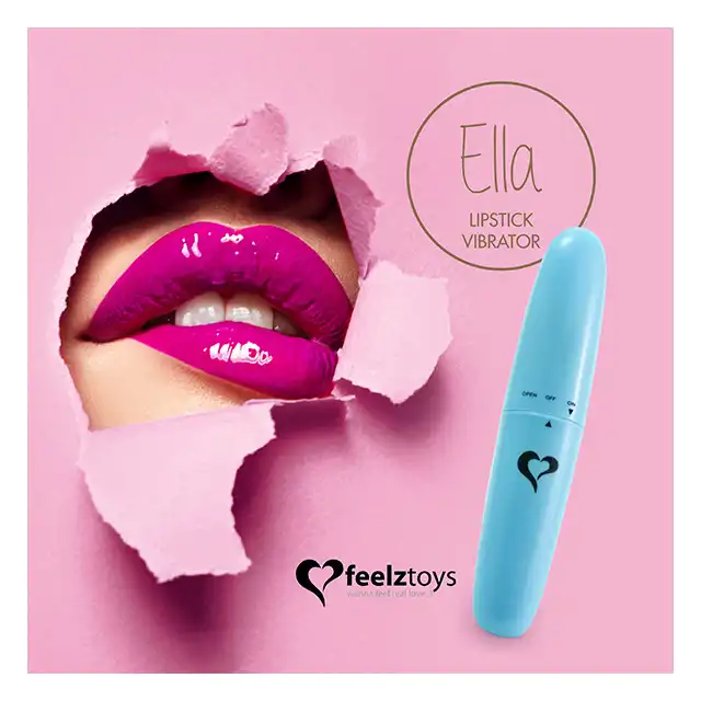 FeelzToys - Ella Lipstick Vibrator Light Blue. Mini wibrator w kształcie szminki, dyskretna przyjemność i ciche wibracje. 