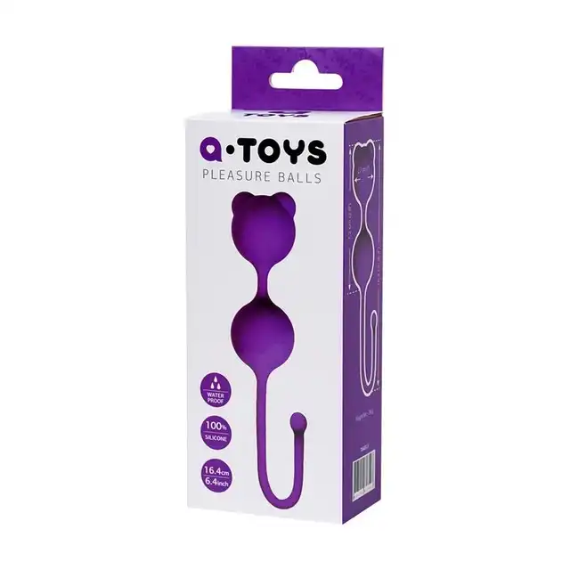 A-Toys - Pleasure Balls Purple. Hipoalergiczne fioletowe kulki gejszy wzmacniające mięśnie Kegla z unikalnym designem