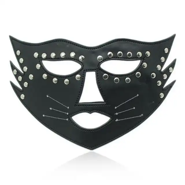 Toyz 4 Lovers - Cat Mask. Czarna kocia maska z ćwiekami z ekoskóry! Hit!