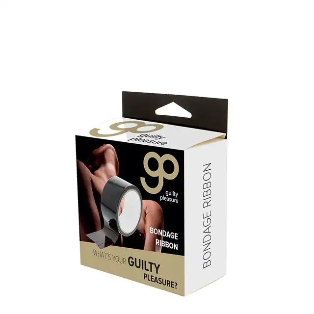 Guilty Pleasure - Bondage Ribbon Black. Czarna taśma do wiązania BDSM. Nie przykleja się do ciała i włosów! Mega sale!