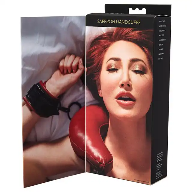 Sportsheets - Saffron Cuffs. Super miękkie, solidne kajdanki. Czarno czerwone, regulowane. 