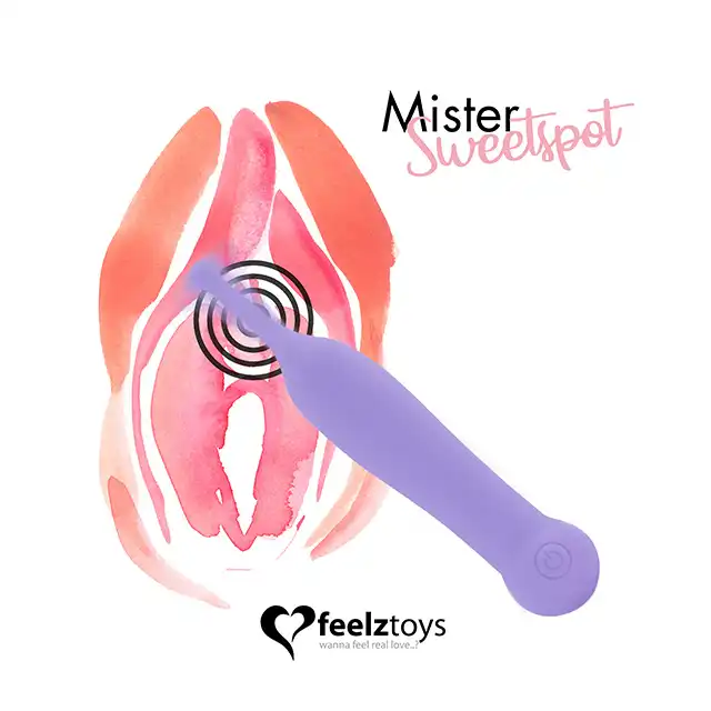 FeelzToys - Mister Sweetspot Clitorial Vibrator Purple. Niezwykły wibrator - ultra aksamitny w dotyku, wodoodporny, wysoka klasa produktu. Masażer o super słodkim wyglądzie!