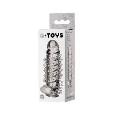 A-Toys - Penis Sleeve. Transparentna nakładka na penisa z wypustkami stymulującymi 13,4 cm.