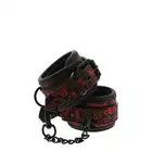 Blaze - Deluxe Wrist Cuffs. Stylowe czarno czerwone kajdanki. Miękkie, regulowane i solidne. 