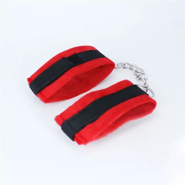Fetish Art - Red bondage kit. Czarno-czerwony luksusowy zestaw do zabaw BDSM. Opaska, kajdanki, packa i bicz! Mega sale!