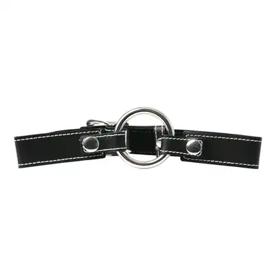 Sportsheets - Leather Seamless O-Ring Gag. Knebel ze stalowym otworem. Skóra bydlęca, regulacja paska i idealne dopasowanie. 