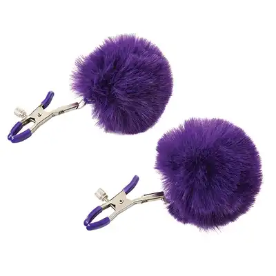 Sportsheets - Sincerely Fur Nipple Clips. Klamerki na sutki z fioletowym futerkiem, nowość!