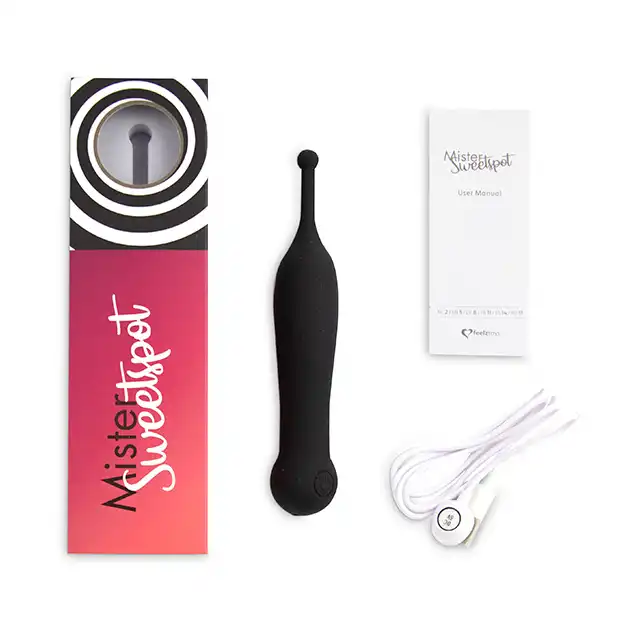FeelzToys - Mister Sweetspot Clitorial Vibrator Black. Niezwykły wibrator - ultra aksamitny w dotyku, wodoodporny, wysoka klasa produktu. Masażer o super słodkim wyglądzie!