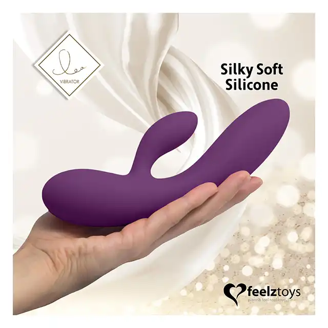 FeelzToys - Lea Rabbit Vibrator Purple. Cichy, przyjemny w dotyku wibrator z króliczkiem, wyprofilowany do stymulacji punktu G. 