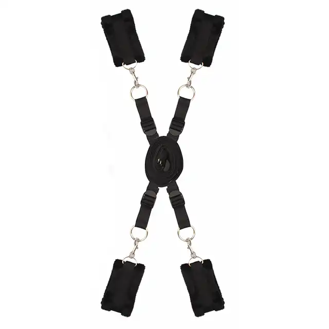 Blaze - Bed Restraint Set. Świetny zestaw do krępowania partnera. Dopasowanie do różnych wielkości łóżka, regulacja zacisków. 