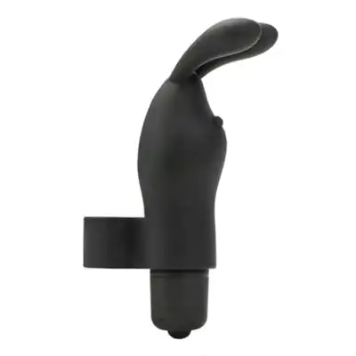 FeelzToys - Finger Vibrator Ring Black. Słodki wibrujący króliczek na palec.  Najwyższej jakości zabawka w uroczym opakowaniu - torebce!